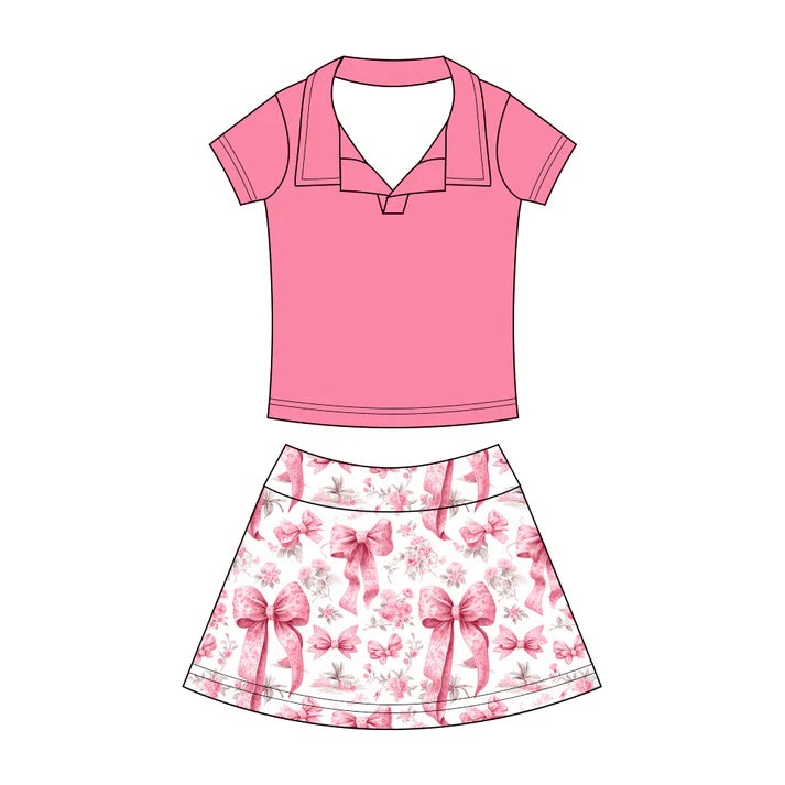 Preorder (moq 5)Baby Girls Button Pullovers Top Colorful Bows Flowers Skirt Shorts Clothes Set 12.19