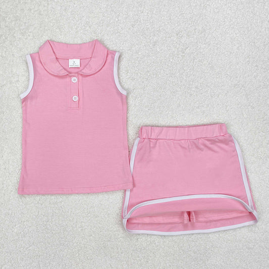 Baby Girls Clothes Pink Pullover Top Sports Skort Skirt Clothes Sets GSD1975 3.8