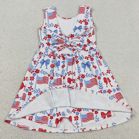 Baby Girls Dress Flower Flags 4th of July Yoga Active Shorts Knee Length Dress GSD3500