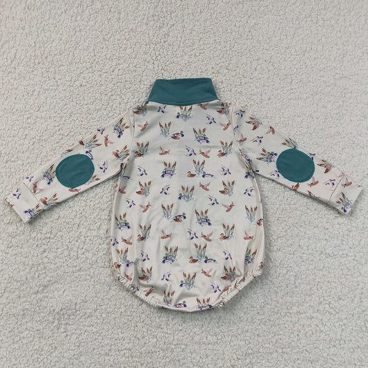 Baby Boys Rompers Long Sleeve Ducks Plaid Hunting Zip Rompers LR3052