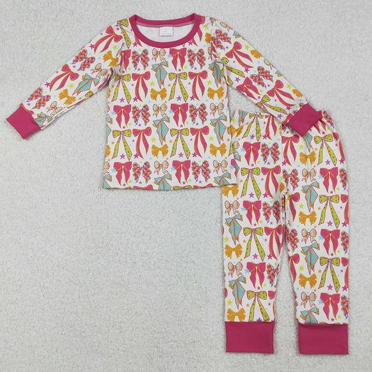 Baby Girls Pajamas Pink Bows Stars Top Pant Pajamas Sets GLP2615 9.9