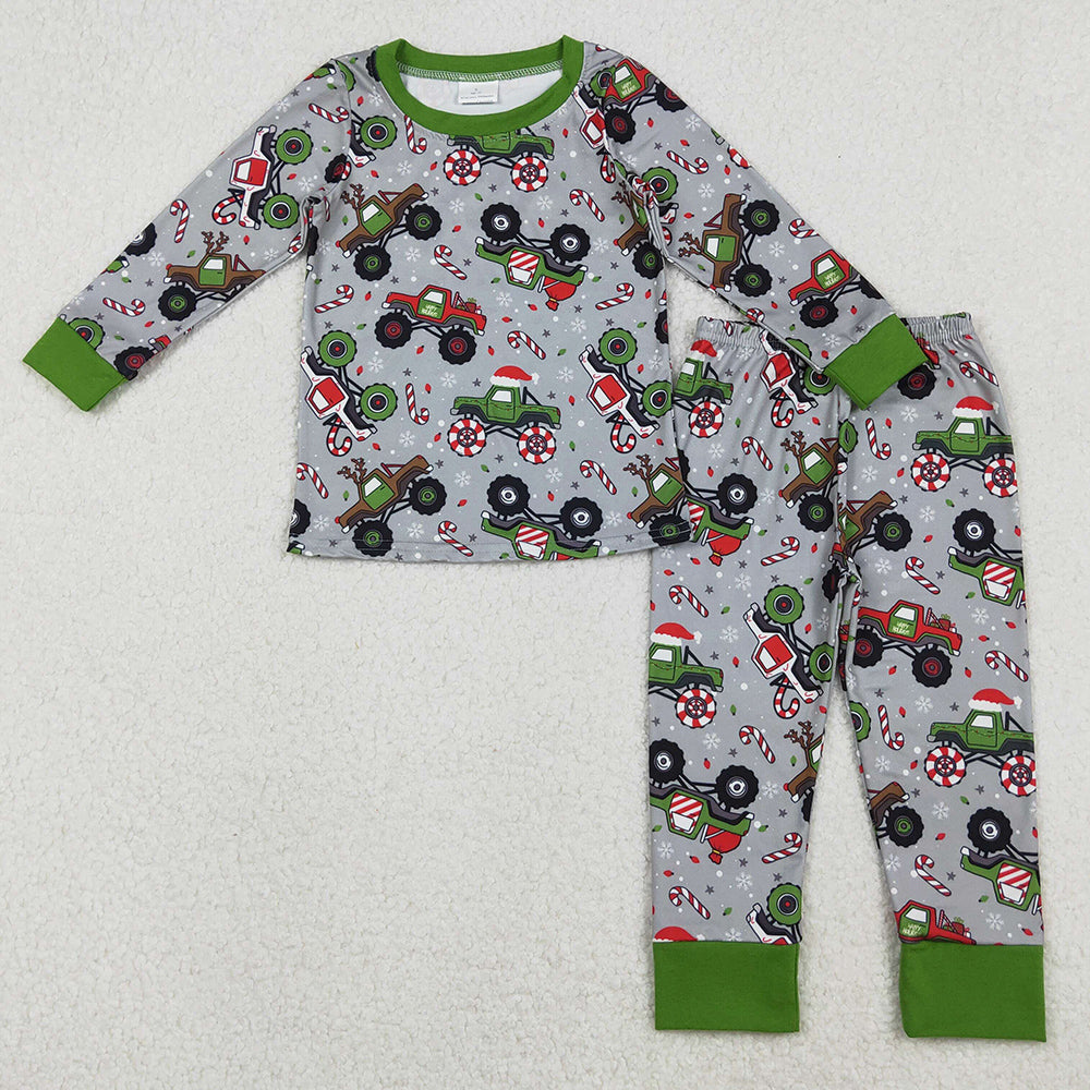 Baby Boys Pajamas Trucks Candy Cane Top Pants Christmas Pajamas Sets BLP1286 11.1