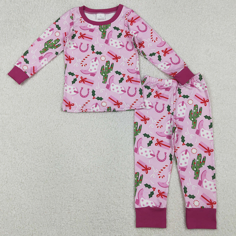 Baby Girls Pajamas Christmas Western Boots Cactus Pajamas Clothes Sets GLP1783 11.4