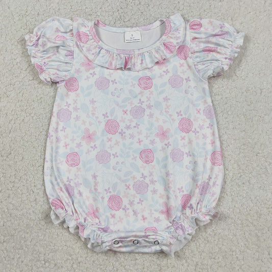 Baby Girls Rompers Short Ruffle Sleeve Colorful Flowers Rompers SR4023