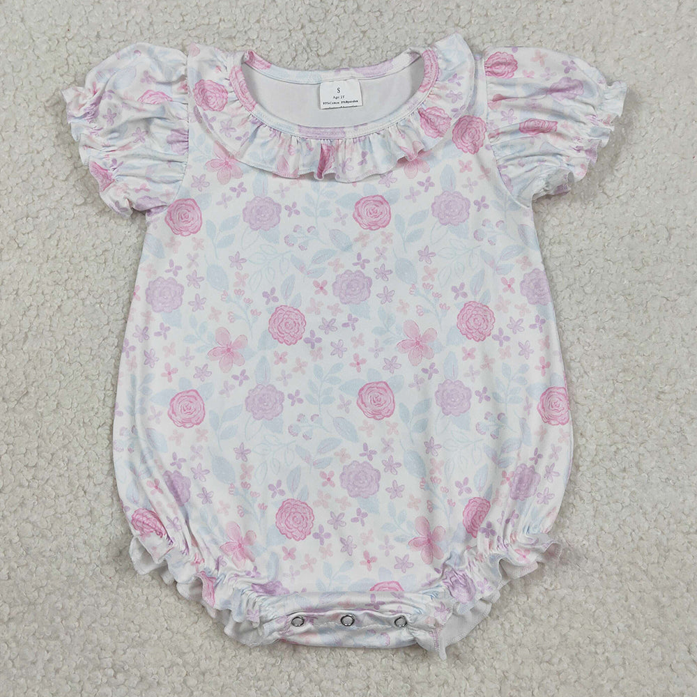 Baby Girls Rompers Short Ruffle Sleeve Colorful Flowers Rompers SR4023