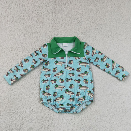 Baby Boys Rompers Long Sleeve Ducks Plaid Hunting Zip Rompers LR3055