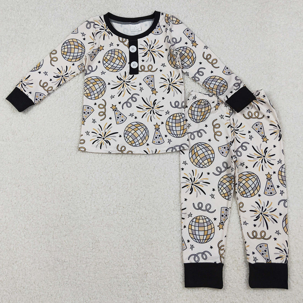 Baby Boys Pajamas Happy New Year Button Top Pant Pajamas Sets BLP1166 10.13