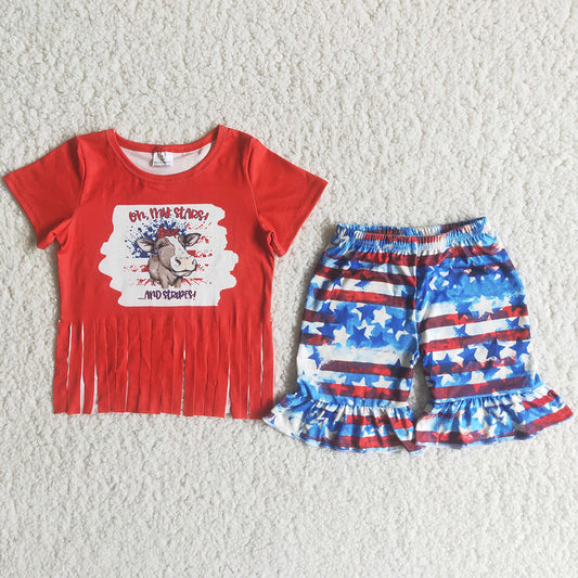 Fashion Baby Girls Clothes Boutique Kids Clothes Summer July 4th Girls Outfits C15-2 3.25