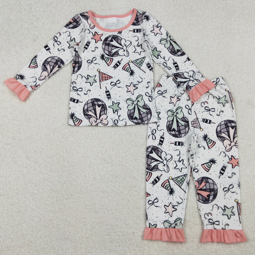 Baby Girls Pajamas Happy New Year Top Ruffle Pant Pajamas Sets GLP2711 10.20