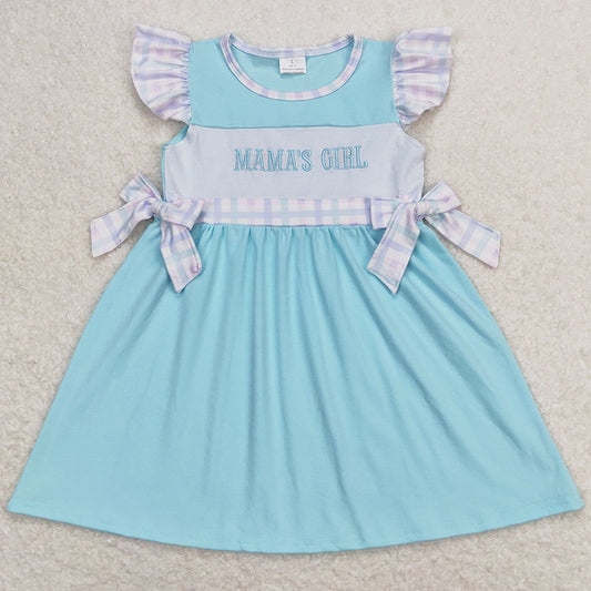 Baby Girls Dress Mama's Girl Blue Flutter Sleeve Knee Length Dresses GSD0848