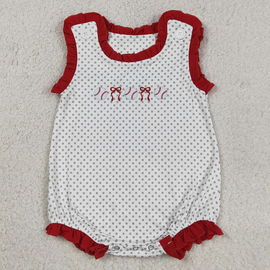 Baby Girls Rompers Embroidery Bows Baseballs Polka Dots Team Ruffle Rompers SR3581