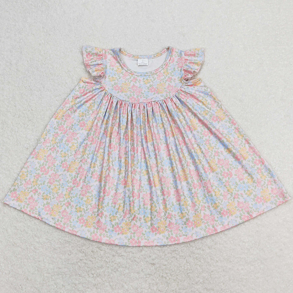 Baby Girls Dress Orange Floral Knee Length Pearl Dresses GSD0962