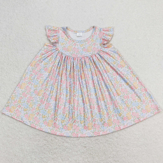 Baby Girls Dress Orange Floral Knee Length Pearl Dresses GSD0962