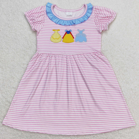 Baby Girls Dress Pink Stripes Princess Knee Length Dresses GSD0856
