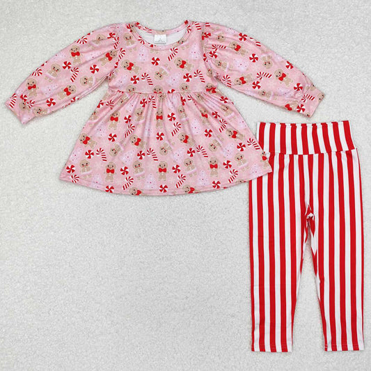 Baby Girls Clothes Christmas Gingerbread Tunic Top Pants Clothes Sets GLP1366