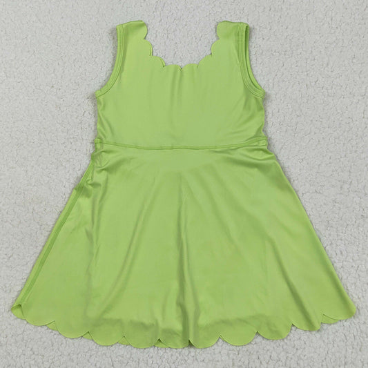 Baby Girls Dress Lime Green Sleeveless Yoga Knee Length Dresses GSD2374 6.5