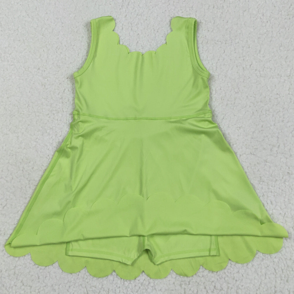 Baby Girls Dress Lime Green Sleeveless Yoga Knee Length Dresses GSD2374 6.5