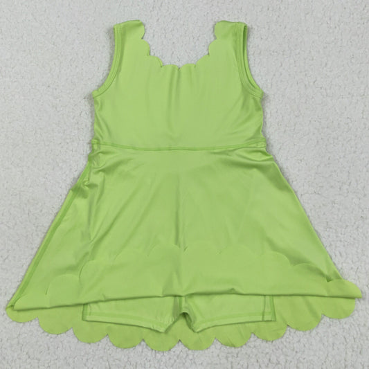 Baby Girls Dress Lime Green Sleeveless Yoga Knee Length Dresses GSD2374 6.5