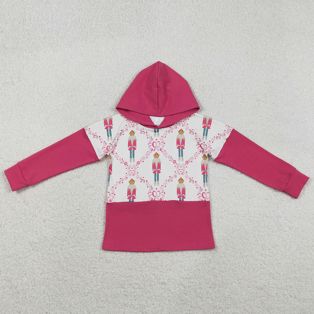 Baby Girls T-shirts Pink Long Sleeves Bows Soldiers Checked Christmas Hoodies Top GT1043 11.22