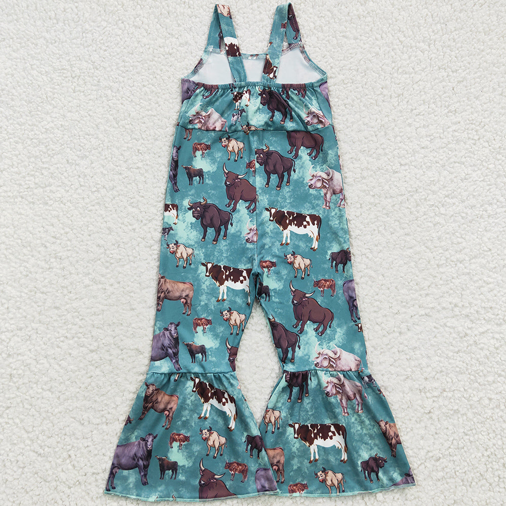 Baby Girls Jumpsuit Green Cow Boutique Bell Bottom Jumpsuits SR0371