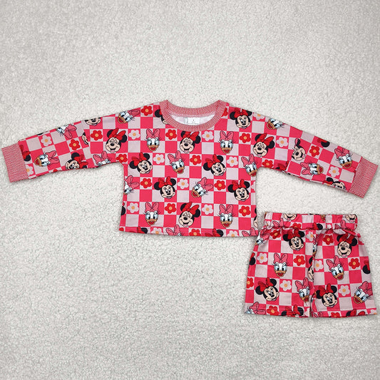 Baby Girls Clothes Pink Long Sleeves Cartoon Top Skorts Sets GLS0010 4.22
