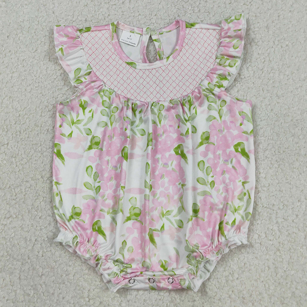 Baby Girls Rompers Checked Colorful Flowers Ruffle Rompers SR3805
