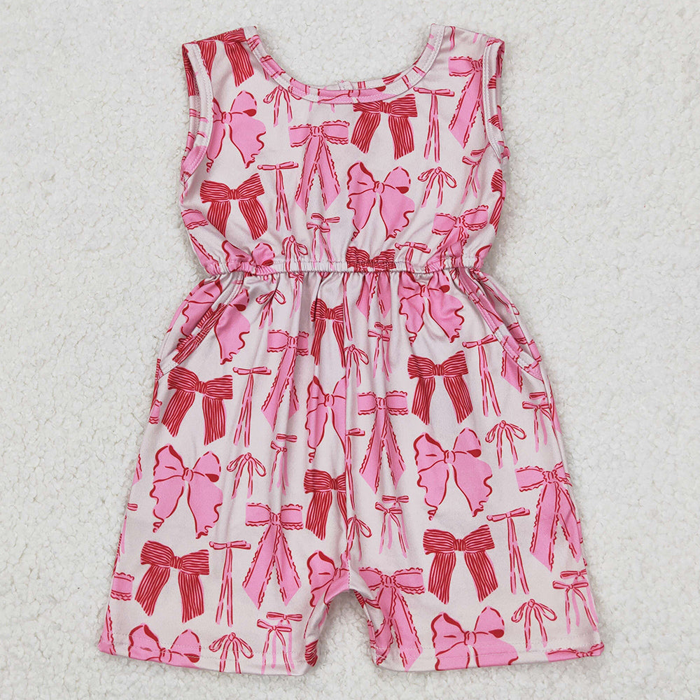 Baby Girls Jumpsuits Pink Bows Sleeveless Pockets Jumpsuits SR2670 3.24