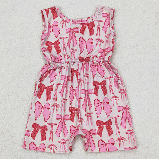 Baby Girls Jumpsuits Pink Bows Sleeveless Pockets Jumpsuits SR2670 3.24