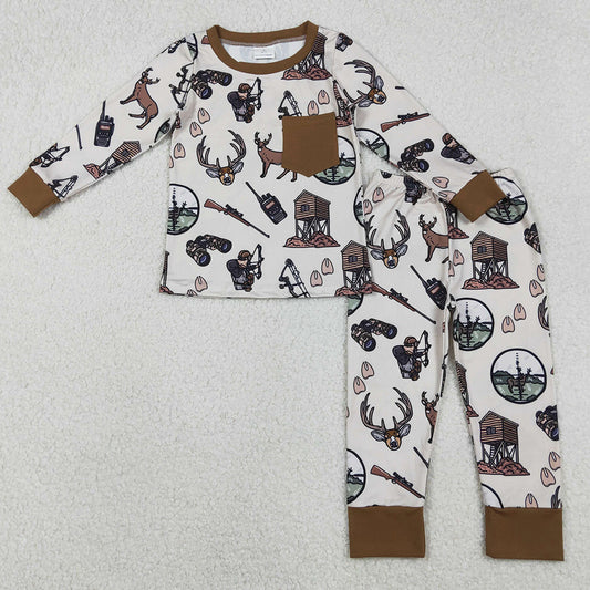 Baby Boys Pajamas Deer Hunting Pocket Top Pant Sleepwear Set BLP1236 11.6