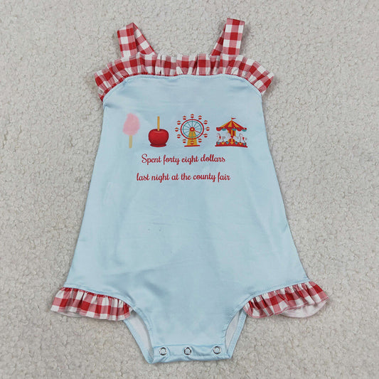 Baby Girls Rompers Strap Park Back Bows Ruffle Rompers SR3055