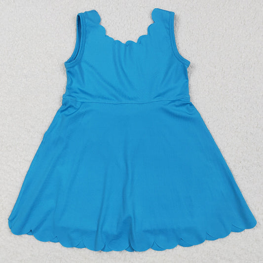 Baby Girls Dress Blue Sleeveless Yoga Knee Length Dresses GSD2375 6.5