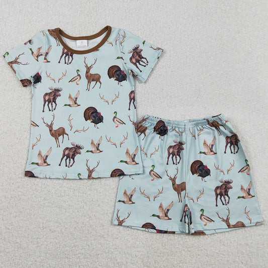 Baby Girls Pajamas Turkey Deer Ducks Top Shorts Hunting Pajamas Sets GSSO2709 11.22