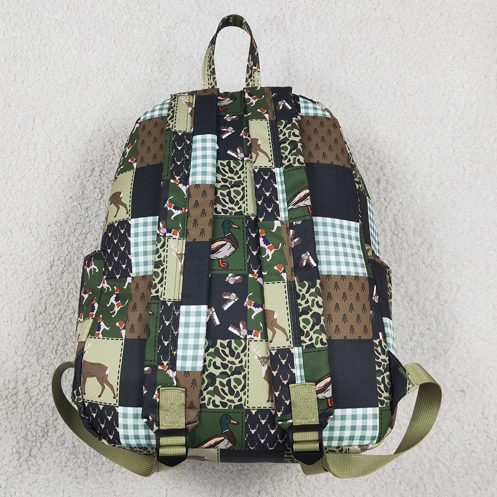Baby Kids Green Brown Ducks Deer Camo Checked Hunting School Backpack Bags BA0199