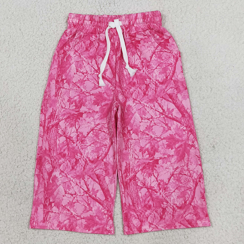 Baby Girls Pink Leaves Camo Flare Pants Bottom P1137