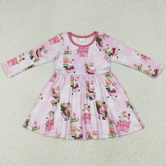 Baby Girls Dress Christmas Pink Santa Present Knee Length Dresses GLD0354 6.26