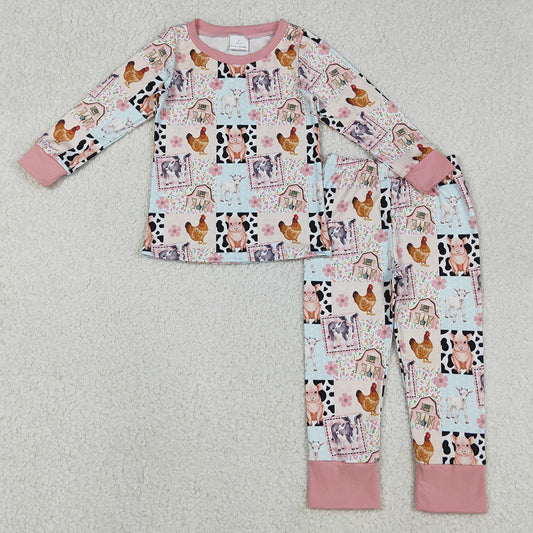 Baby Girls Pajamas Pigs Chicks Top Pants Farm Pajamas Sets GLP2805 12.3