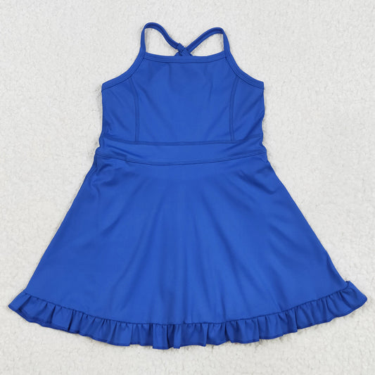 Baby Girls Yoga Dress Royal Blue Knee Length Active Wear Athletic Dresses S0551 6.5