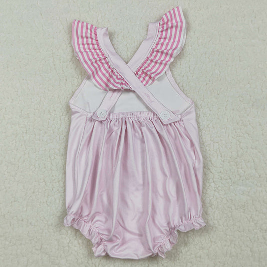 Baby Girls Rompers Pink Flutter Sleeve Chicken Best Day Ever Ruffle Rompers SR3780