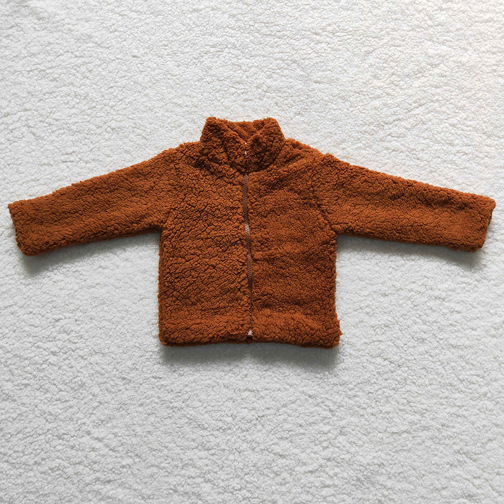 Baby Girls Jackets Dark Brown Long Sleeve Zip Cardigans Coat BT0296