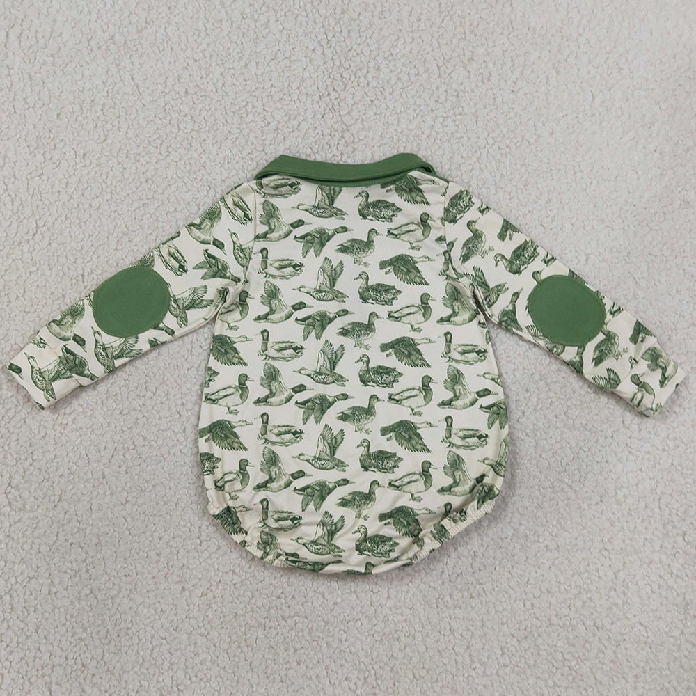 Baby Boys Rompers Long Sleeve Green Ducks Hunting Zipper Rompers LR3050