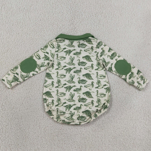 Baby Boys Rompers Long Sleeve Green Ducks Hunting Zipper Rompers LR3050