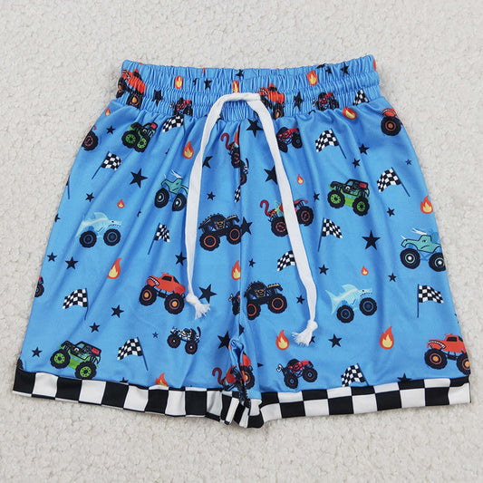 Baby Boys Shorts Blue Motors Cars Flags 4th of July Shorts Bottom SS0736