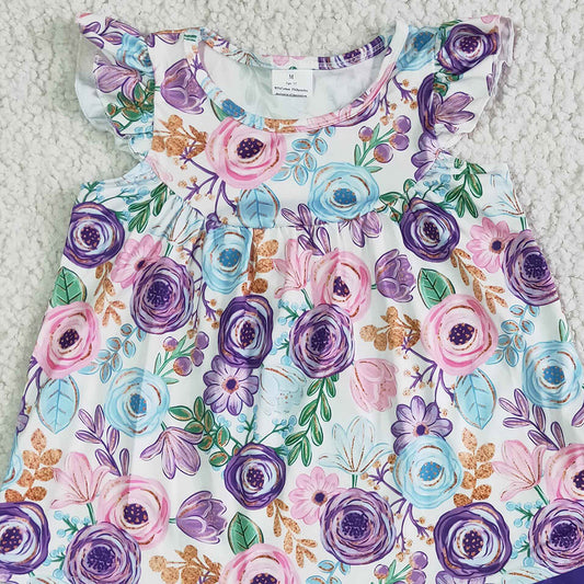 Fashion Baby Girls Clothing Flower Print Boutique Kids Clothes Girls Outfits B17-27 5.8