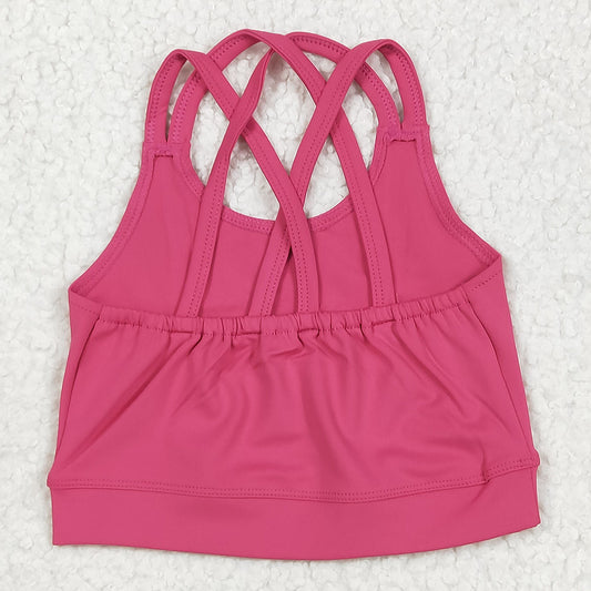Baby Girls Vest Hot Pink Strap Yoga Vest Crop Tops GT1010 6.6
