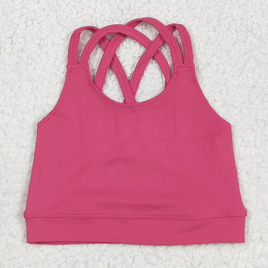 Baby Girls Vest Hot Pink Strap Yoga Vest Crop Tops GT1010 6.6