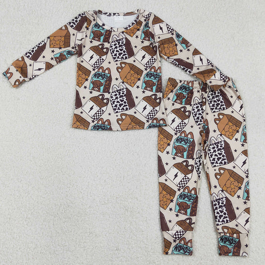 Baby Boys Pajamas Howdy Highland Cows Top Pants Western Pajamas Sets BLP1414 1.2