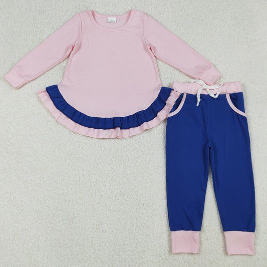 Baby Girls Clothes Light Pink Ruffle Shirts Top Pockets Legging Pants Sets GLP2401 9.13