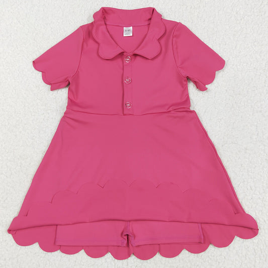 Baby Girls Dress Pink Short Sleeves Button Yoga Knee Length Dresses GSD2474 6.6