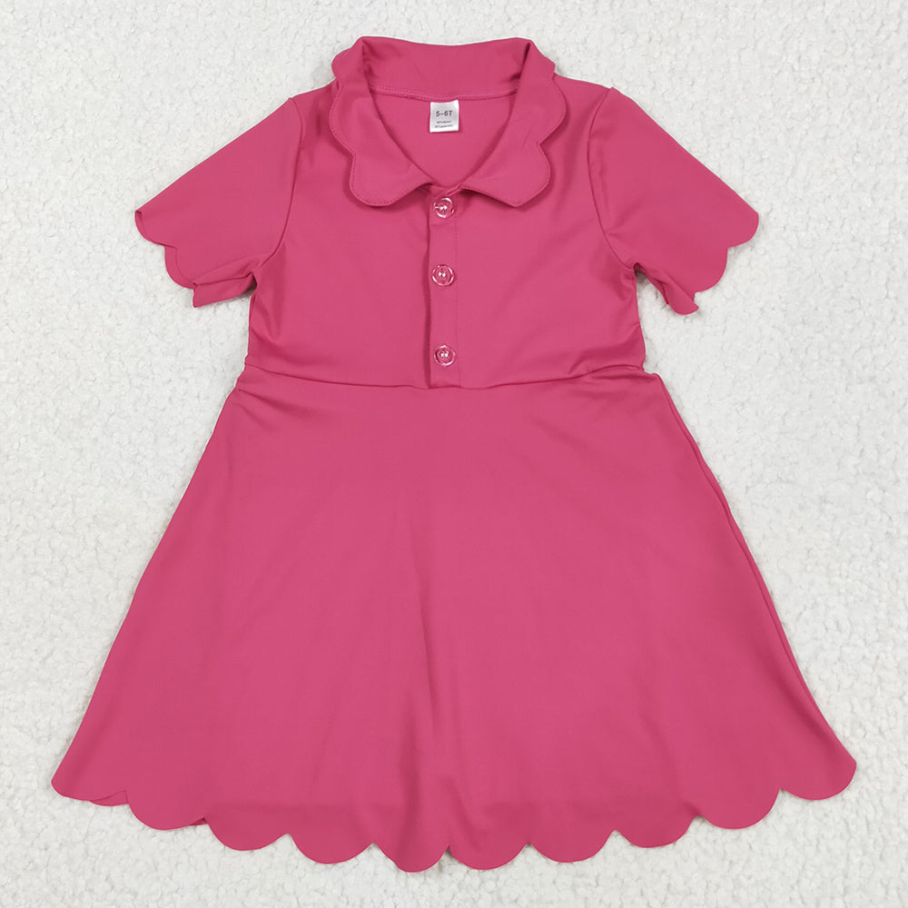 Baby Girls Dress Pink Short Sleeves Button Yoga Knee Length Dresses GSD2474 6.6