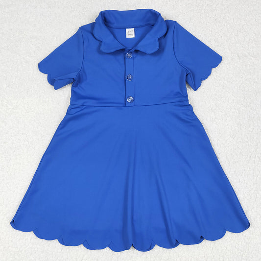 Baby Girls Dress Blue Short Sleeves Button Yoga Knee Length Dresses GSD2475 6.6
